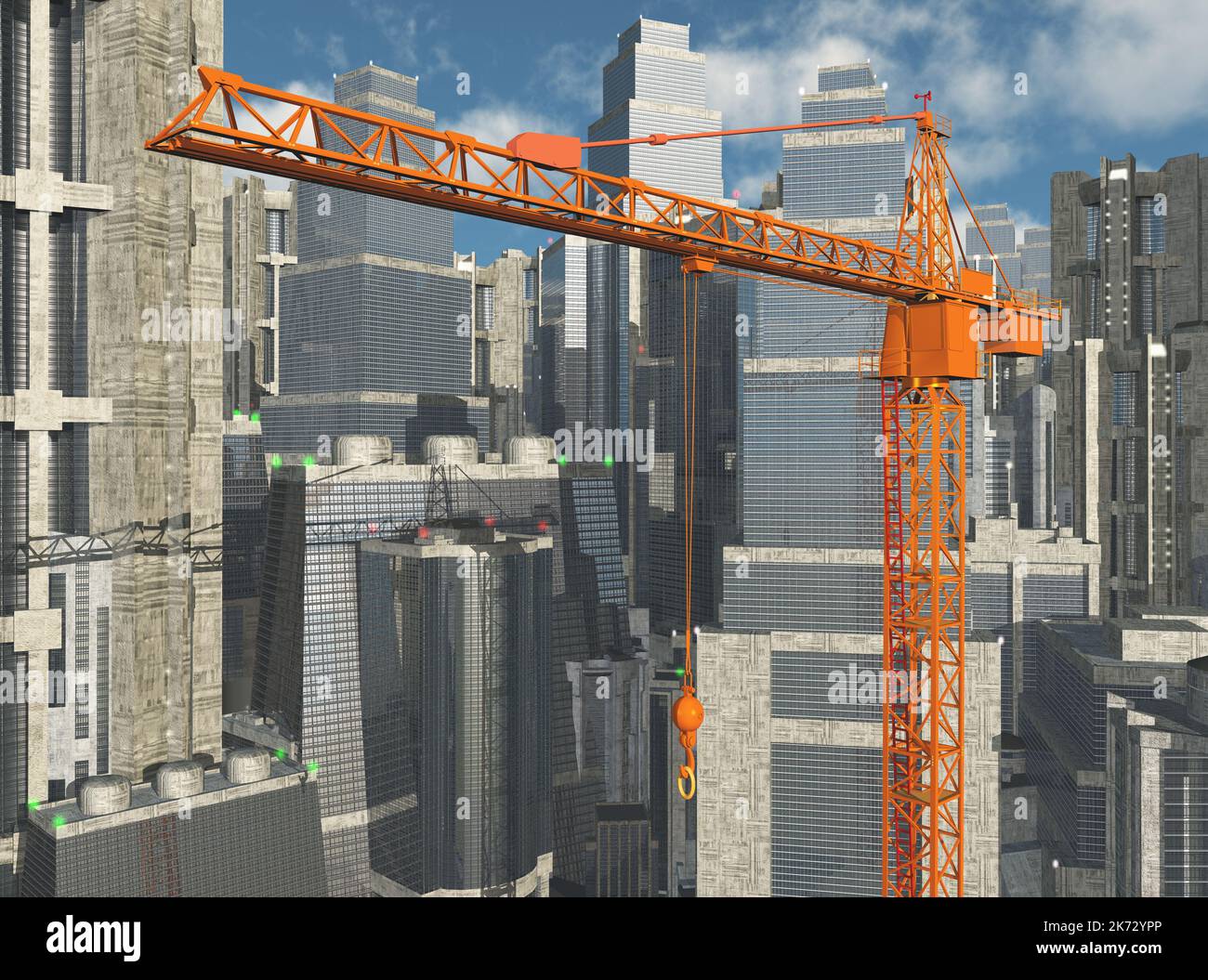 Construction cranes in a big city Stock Photo - Alamy
