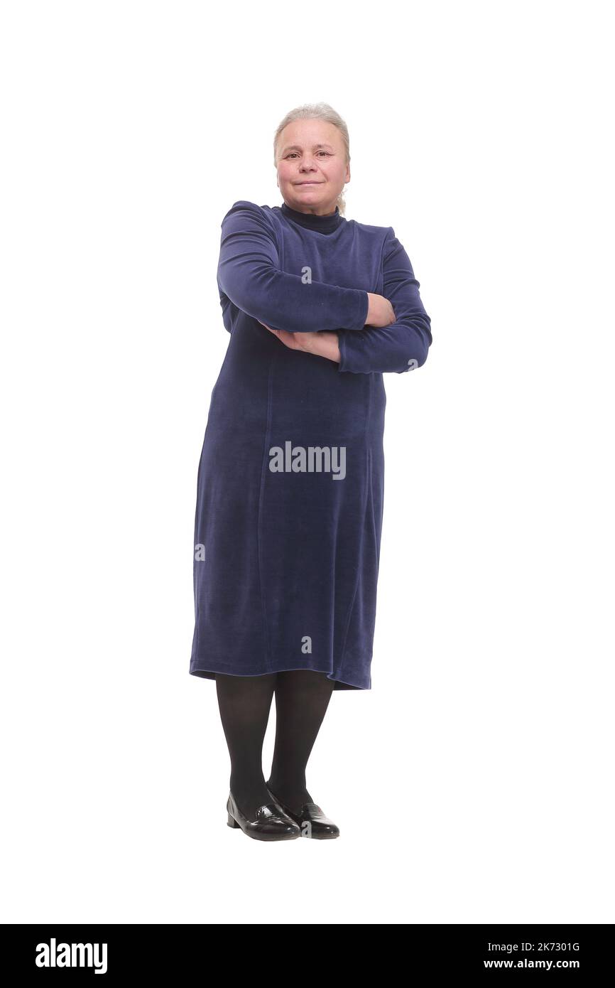 Happy confident old senior woman smiling with her ams crossed Stock Photo