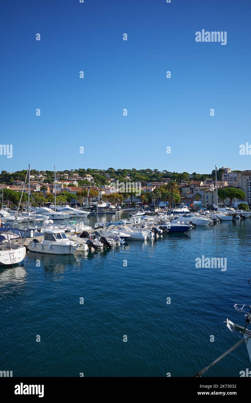 Photograph of Sainte Maxime marina looking towards the town Stock Photo