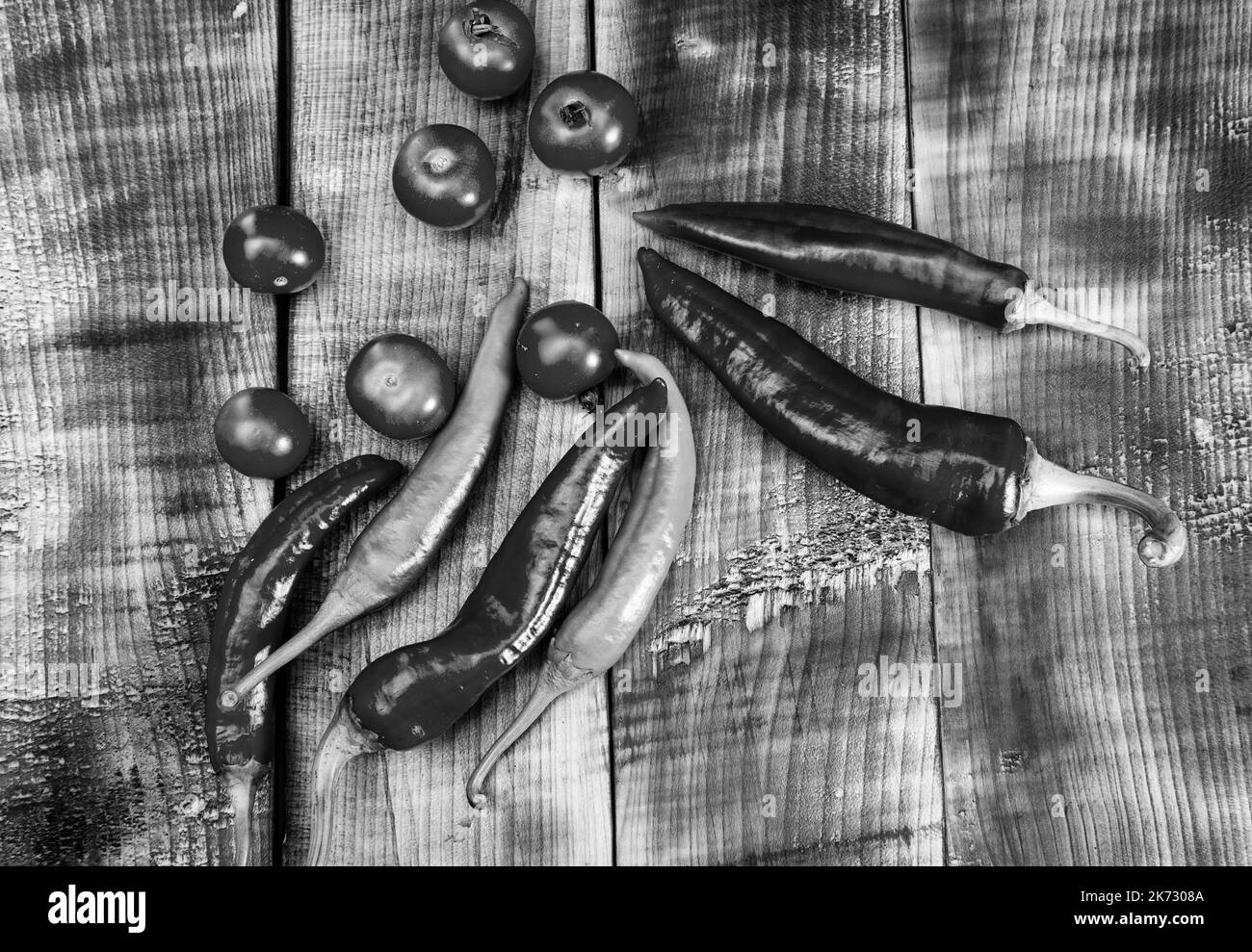 Tomatoes and green peppers Black and White Stock Photos &amp; Images - Alamy