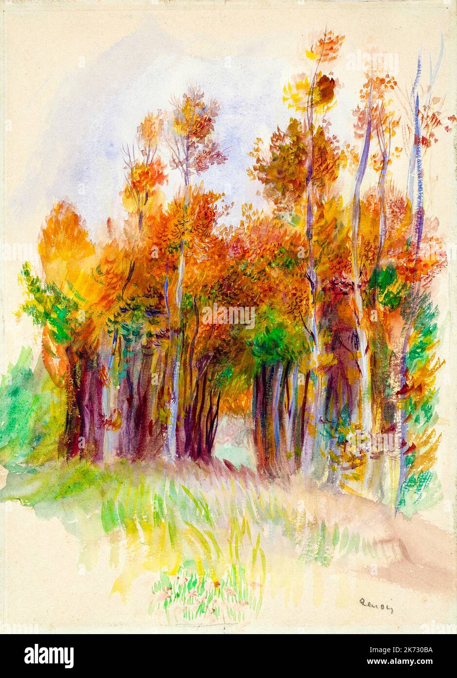 Pierre Auguste Renoir, Grove of Trees, watercolour painting, 1888-1890 Stock Photo
