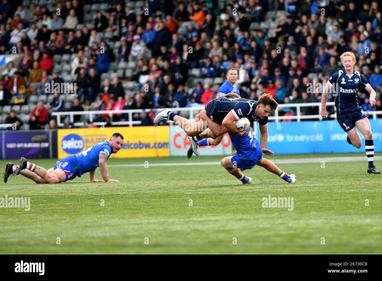 Newcastle, UK. 16th Oct 2022. 6/10/2022 RLWC2021, Scotland v Italy, Kingston Park, Newcastle, Scotland fought hard for a try after Italy won the game 4-28, Uk Credit: Robert Chambers/Alamy Live News Stock Photo