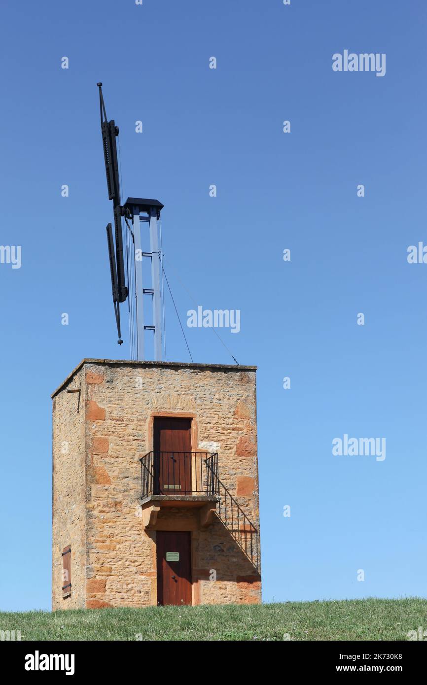 Old telegraph of Chappe in Marcy sur Anse, Beaujolais, France Stock Photo