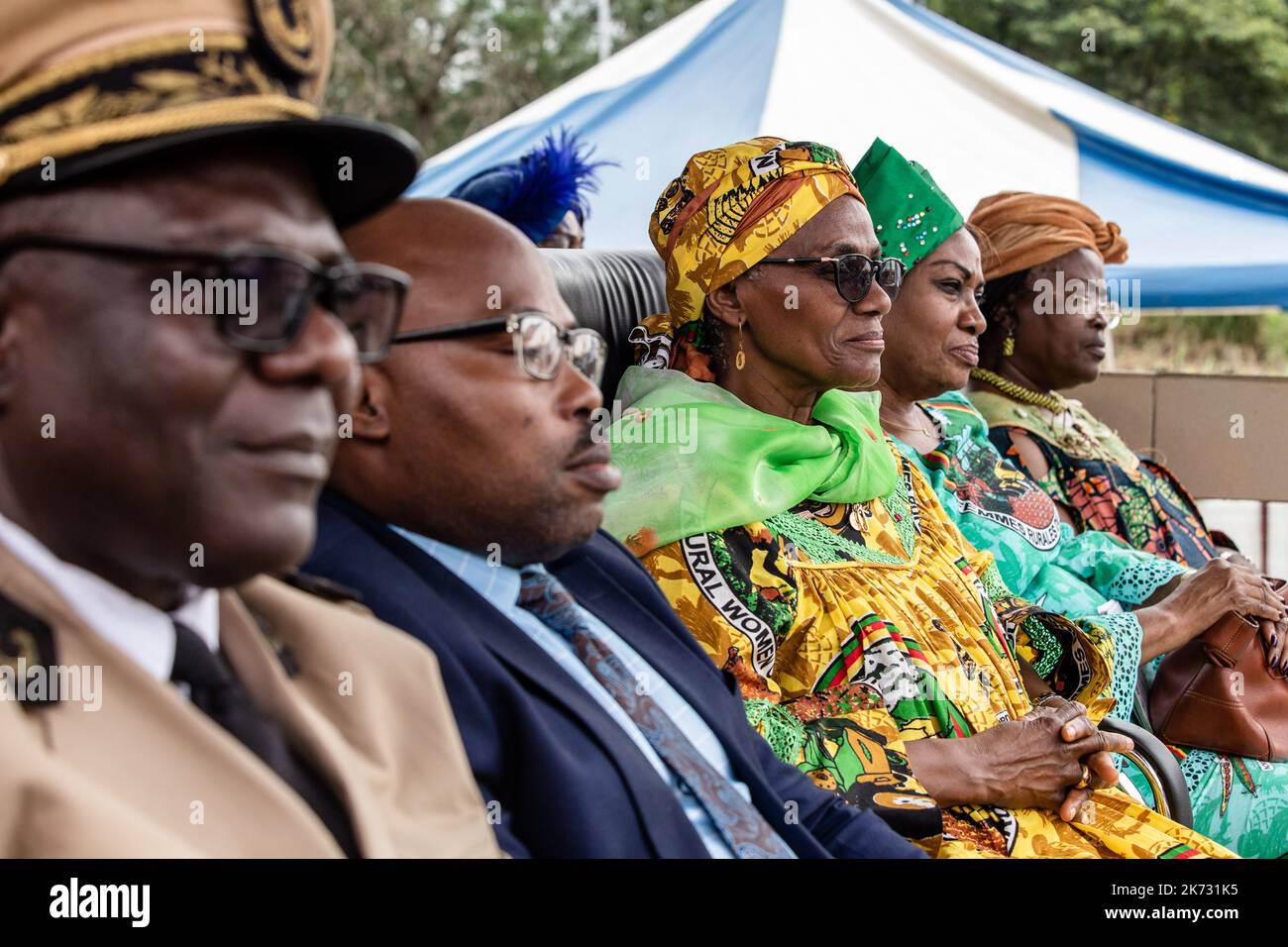 Marie-Thérèse Abena Ondoa, Minister of Women's Empowerment and the Family, watching the International Day celebrations. Stock Photo
