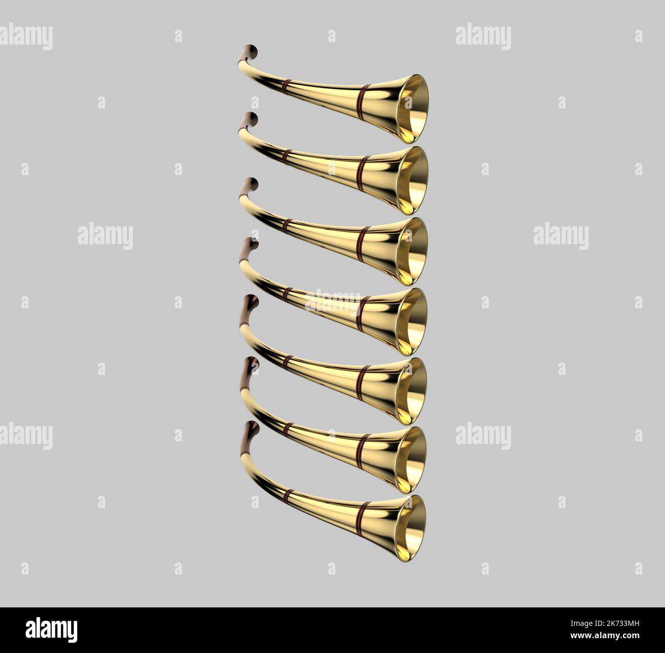 7 Seven Trumpets Golden Advent Bible Revelation Warning Horn 3D