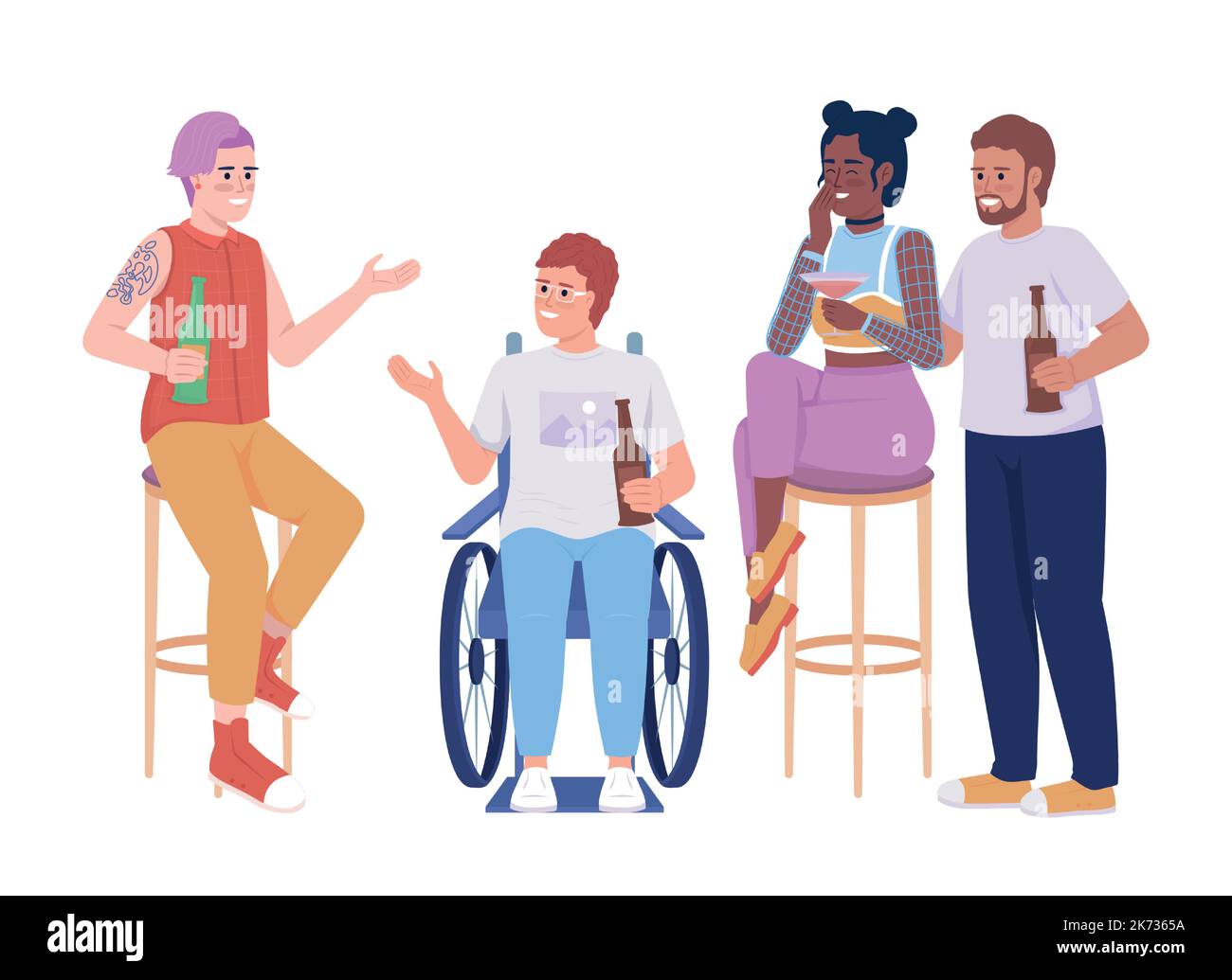 Friends having fun semi flat color vector characters Stock Vector Image ...