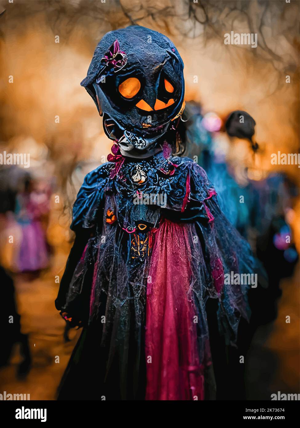 Creative characters for Halloween. Costumes and masks. Scary and funny