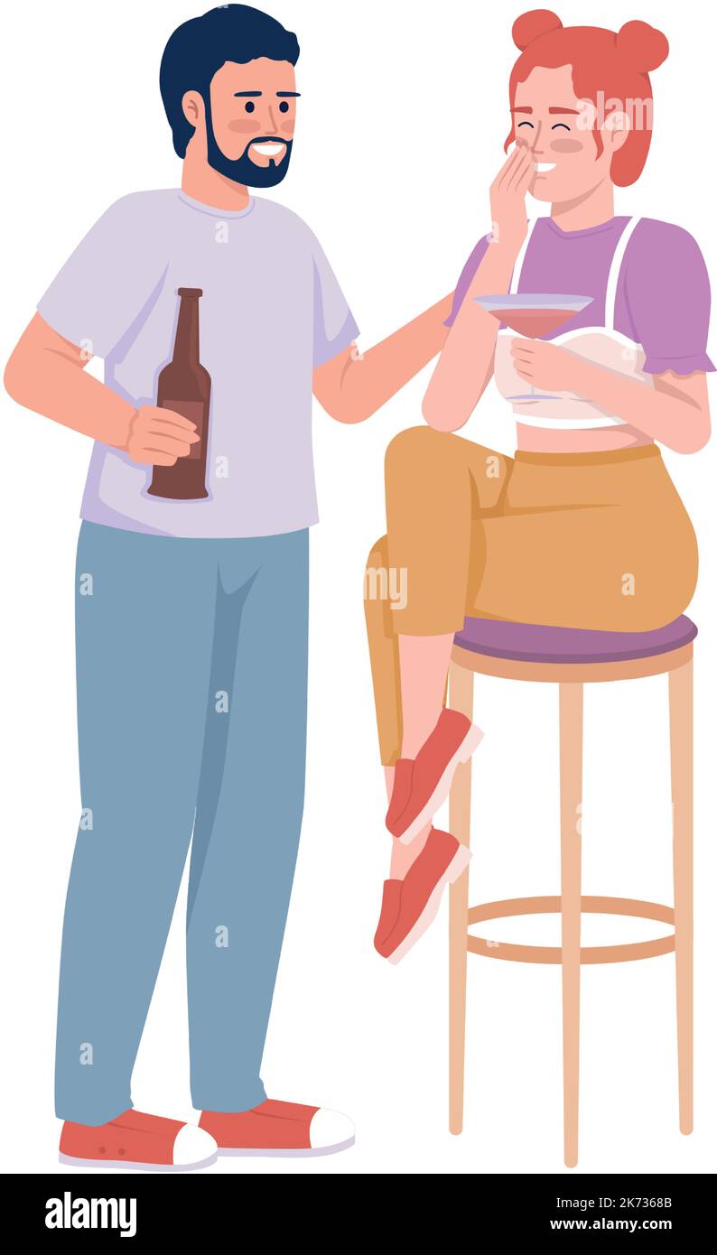 Date at bar semi flat color vector characters Stock Vector