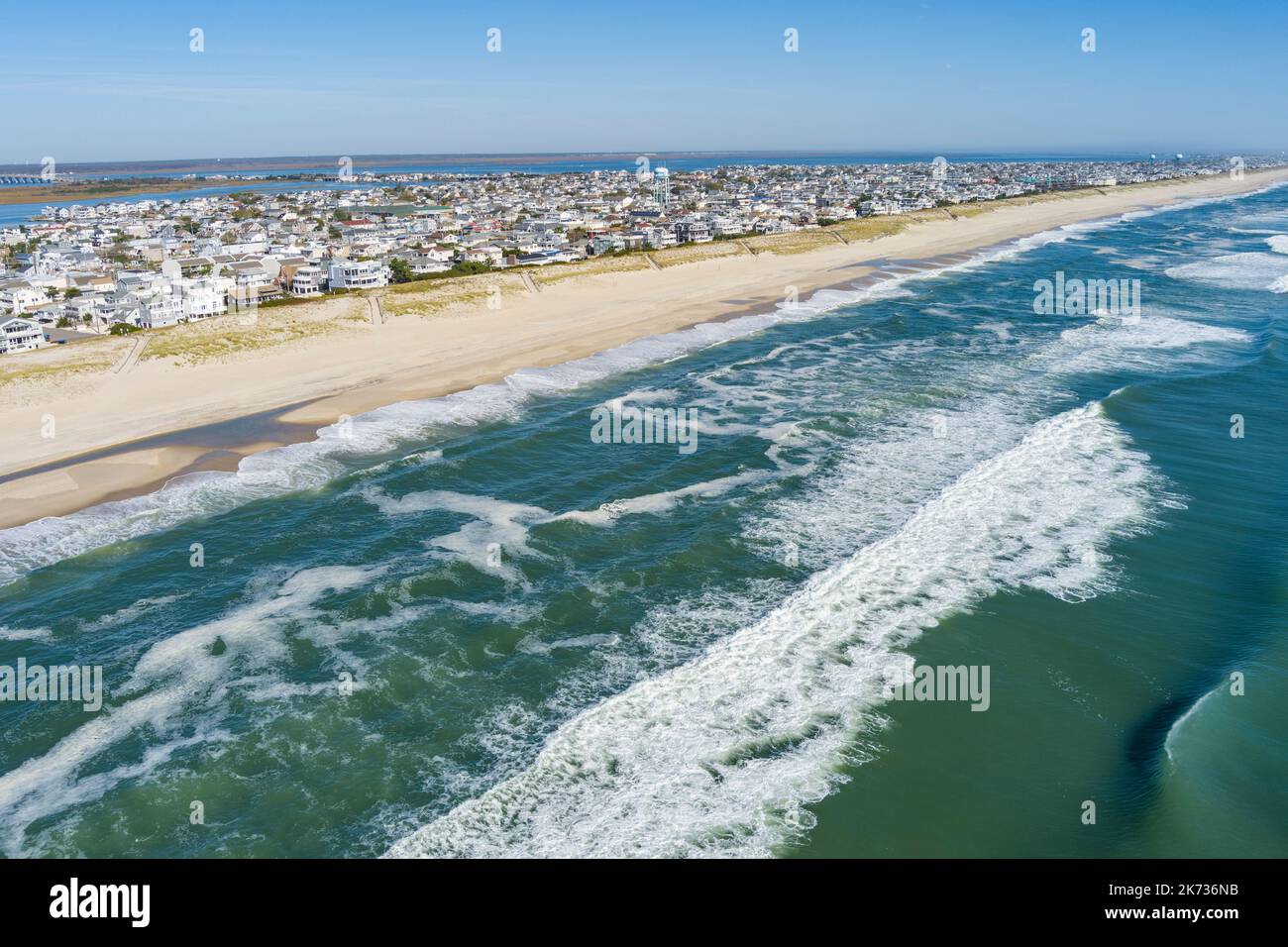 Aerial view of Ship Bottom Long Beach Island New Jersey with waves Stock Photo