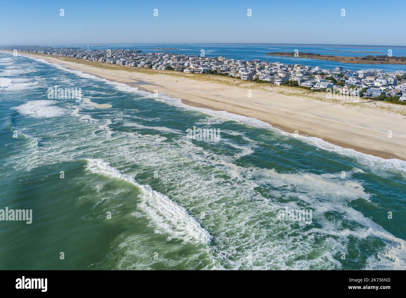 Aerial view of Ship Bottom Long Beach Island New Jersey with waves Stock Photo