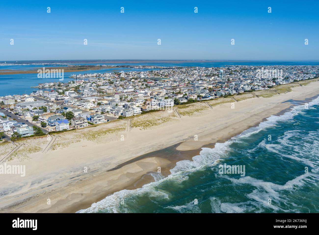 Aerial view of Ship Bottom Long Beach Island New Jersey with waves Stock Photo