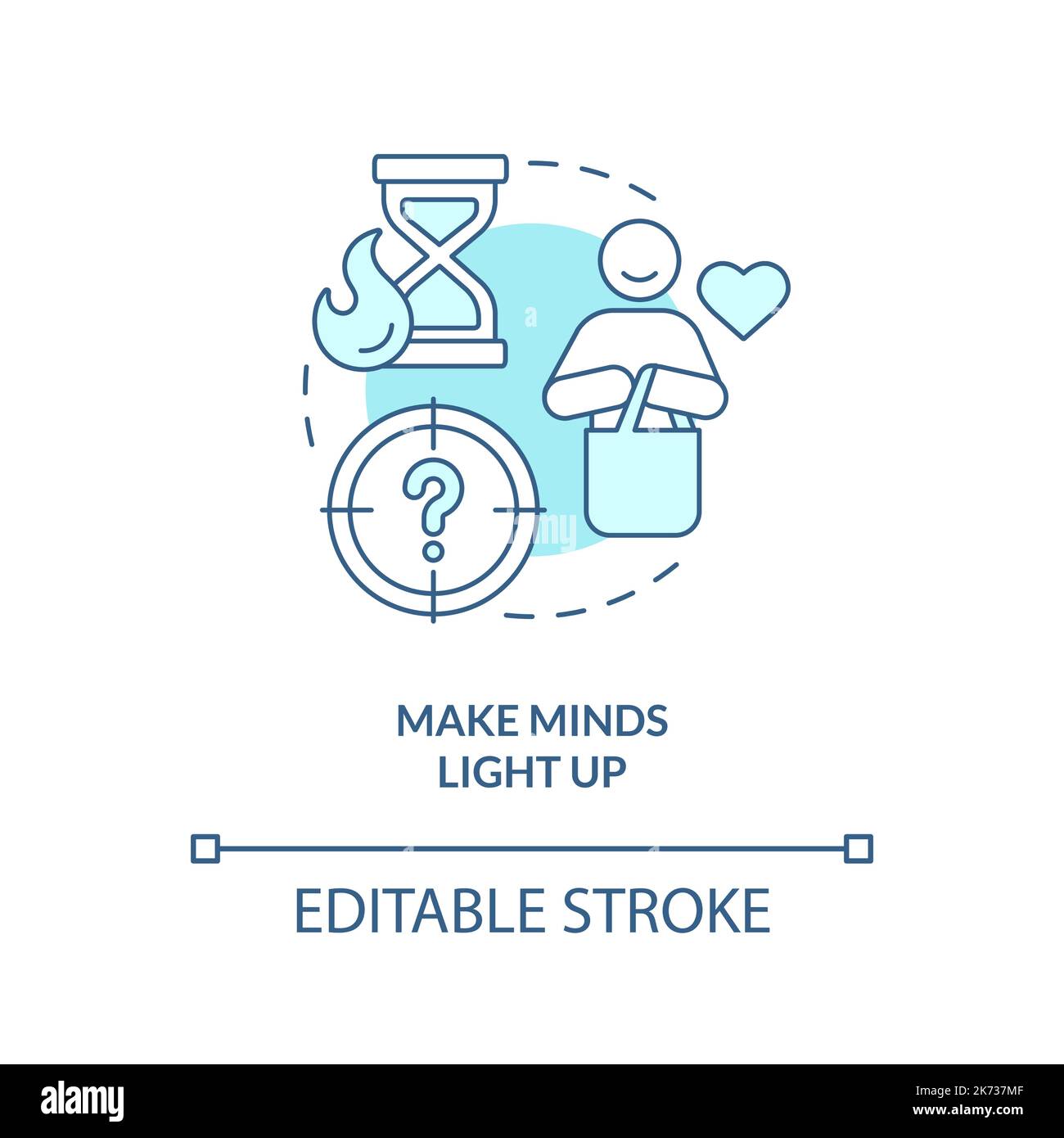 Make consumer minds light up turquoise concept icon Stock Vector
