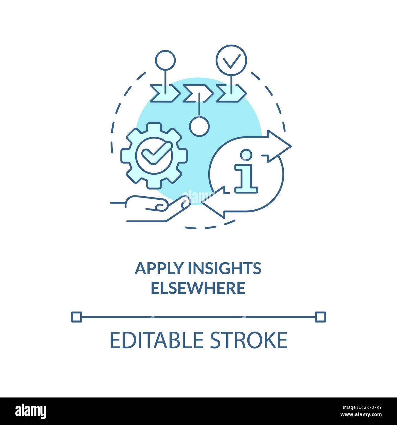 Apply insights elsewhere turquoise concept icon Stock Vector