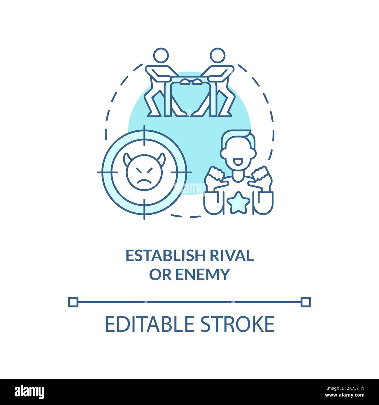 Establish rival and enemy turquoise concept icon Stock Vector