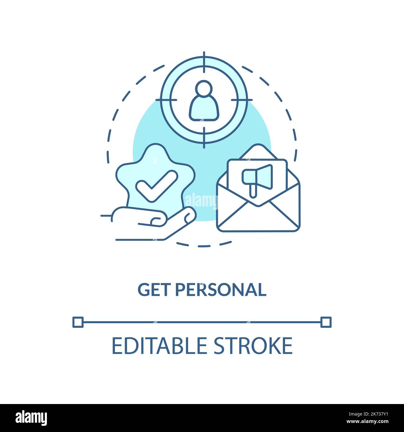 Get personal turquoise concept icon Stock Vector