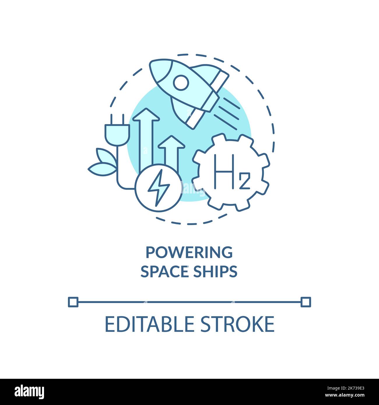 Powering spaceship turquoise concept icon Stock Vector