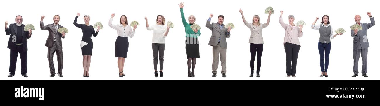group of successful business people with money isolated Stock Photo - Alamy