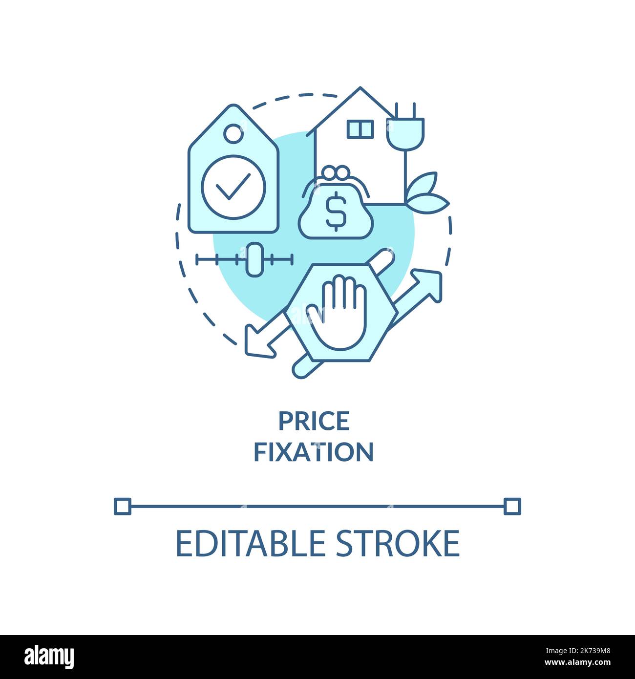 Price fixation turquoise concept icon Stock Vector