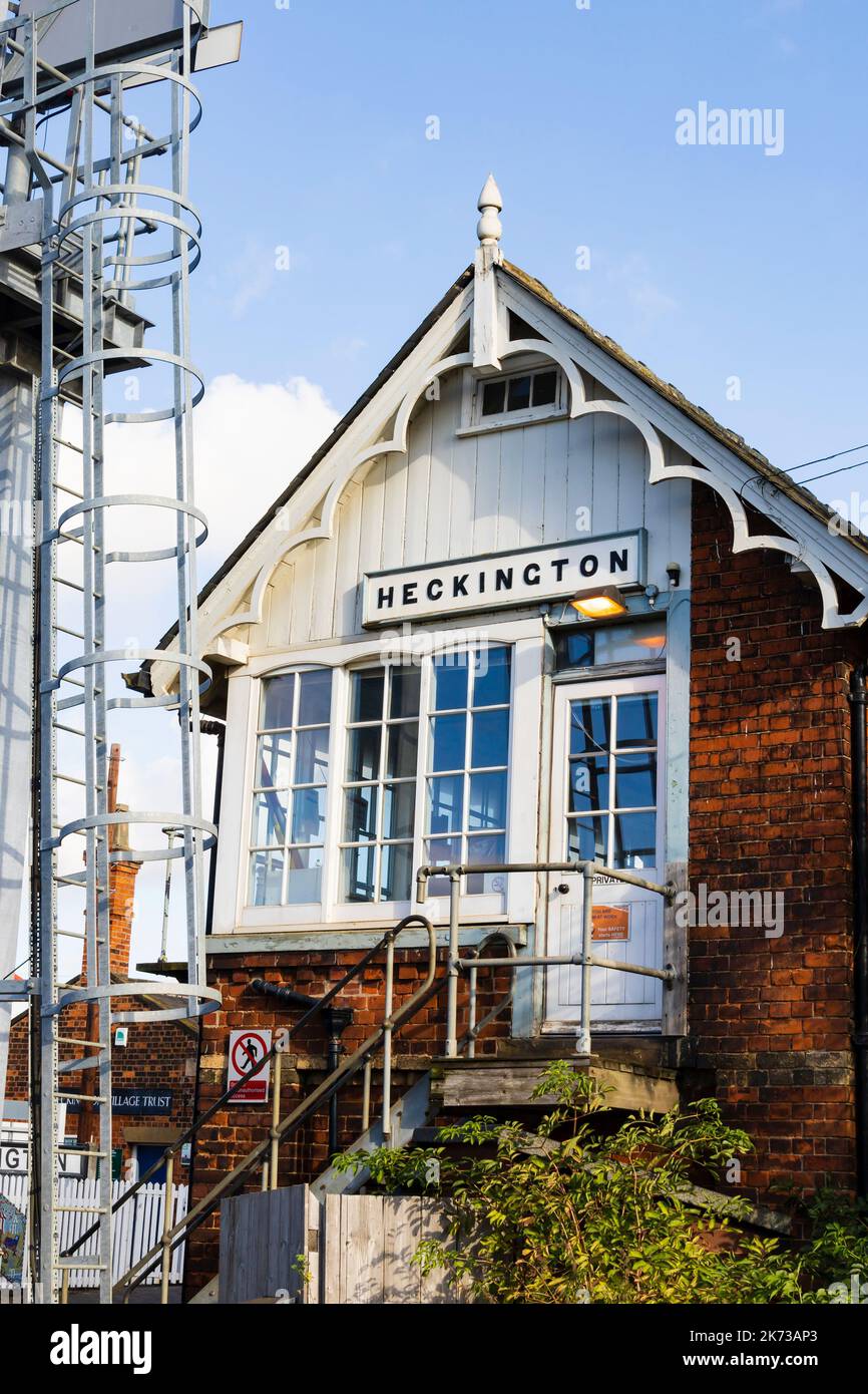 The Grade II listed signal box, Heckington village, Lincolnshire, England. Stock Photo
