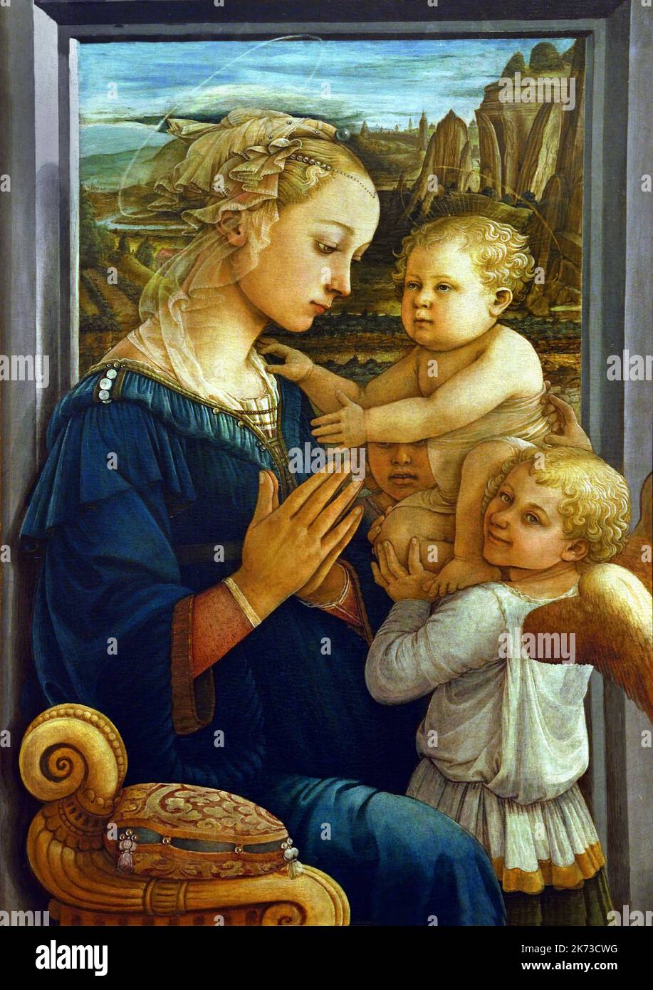 Madonna and Child with Two Angels, Filippo Lippi (Florence 1406  – Spoleto 1469), Florence, Italy. Stock Photo