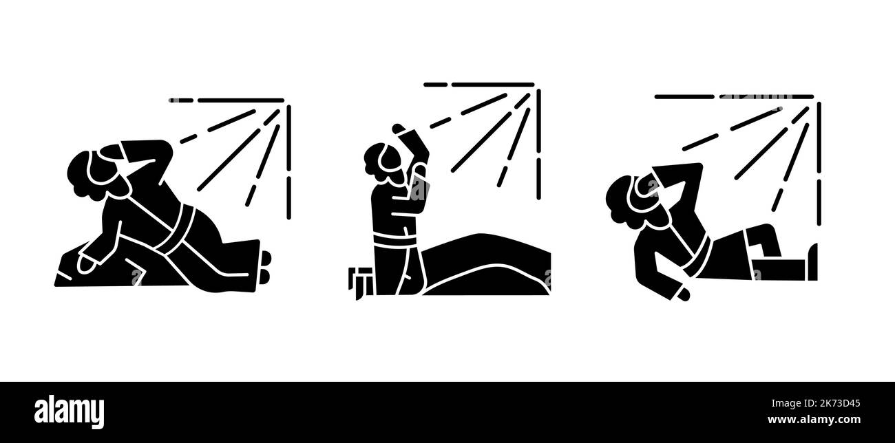 Saint Saul conversion black glyph icons set on white space Stock Vector ...