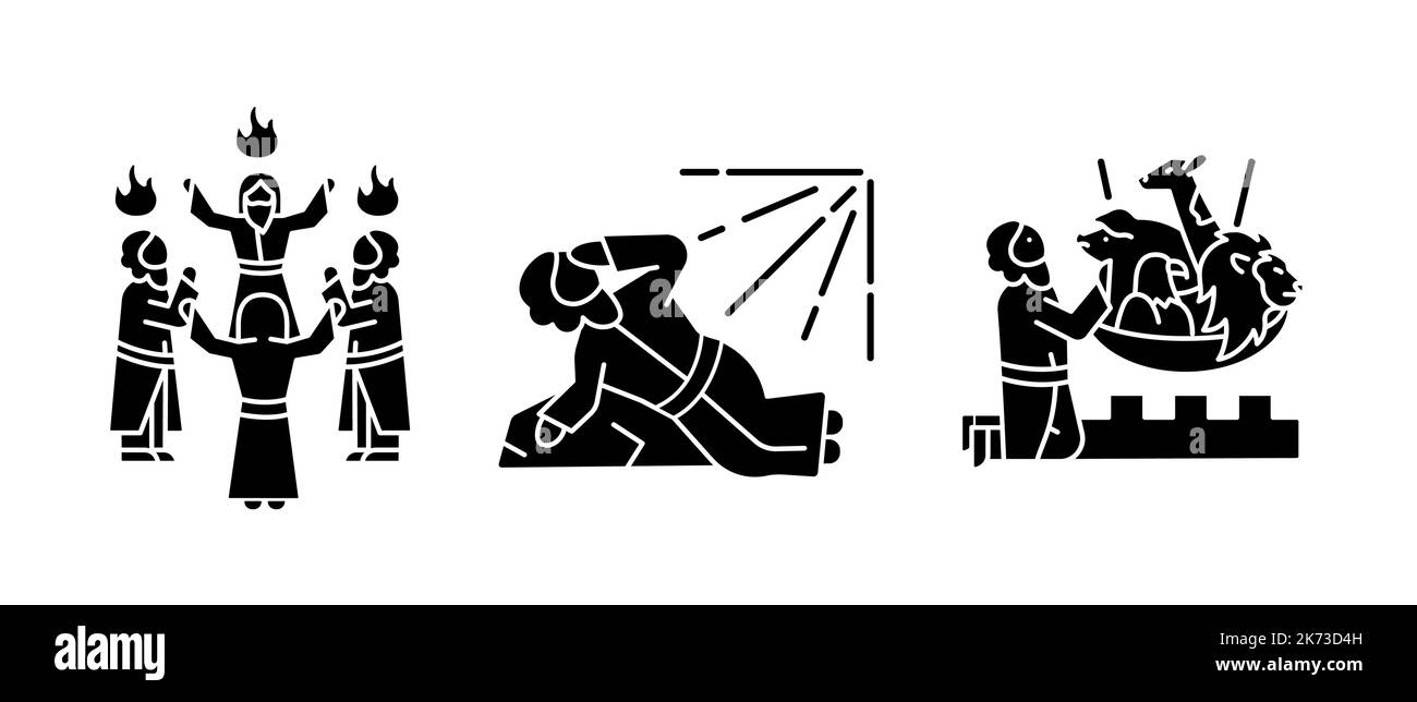Biblical characters black glyph icons set on white space Stock Vector ...