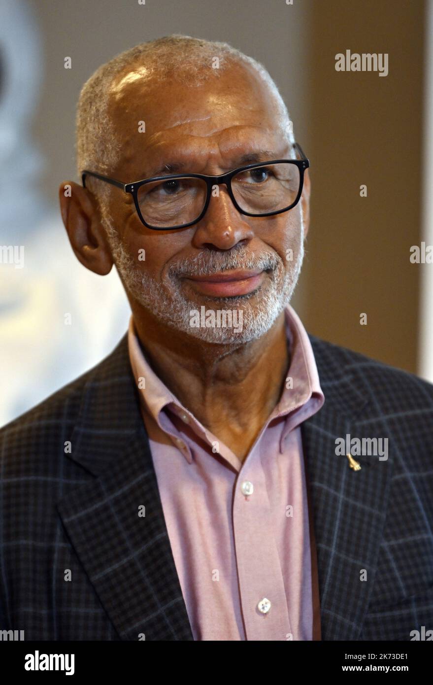 Liege, Belgium, 17/10/2022, NASA Director and astronaut Charles Bolden pictured during the launch of the Belgian Space Week, at the Liege Space Center, Monday 17 October 2022 in Angleur. BELGA PHOTO ERIC LALMAND Stock Photo