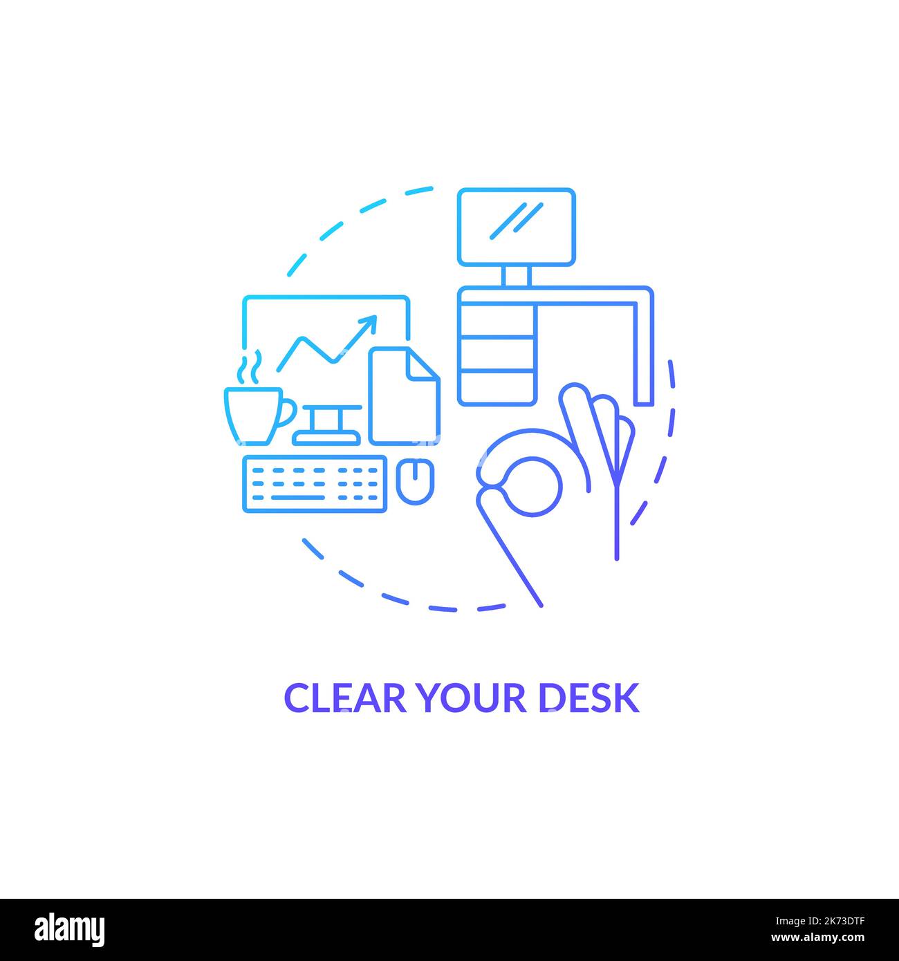 Clear your desk blue gradient concept icon Stock Vector