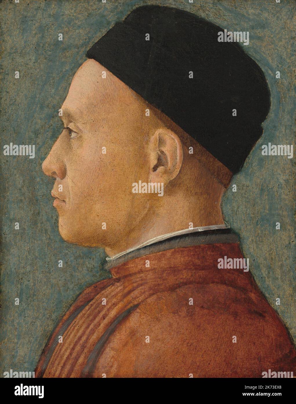 Andrea Mantegna - Portrait of a Man, c. 1470 - Tempera on hardboard Stock Photo