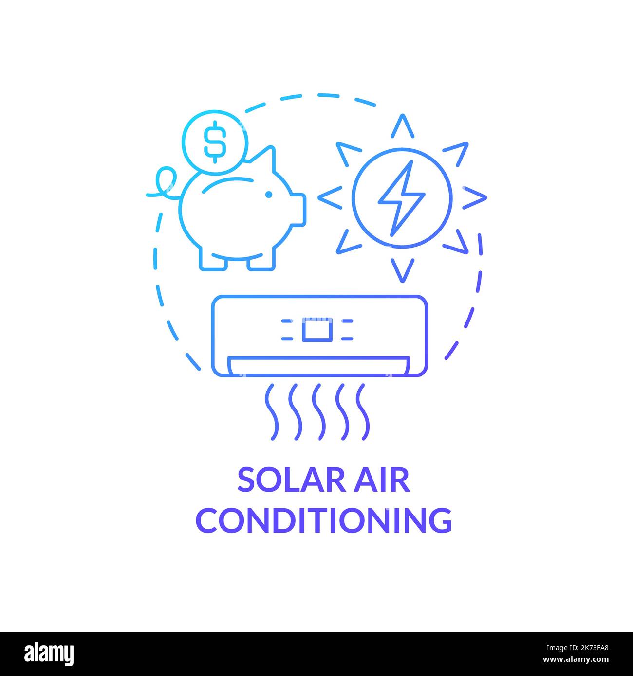 Solar air conditioning blue gradient concept icon Stock Vector