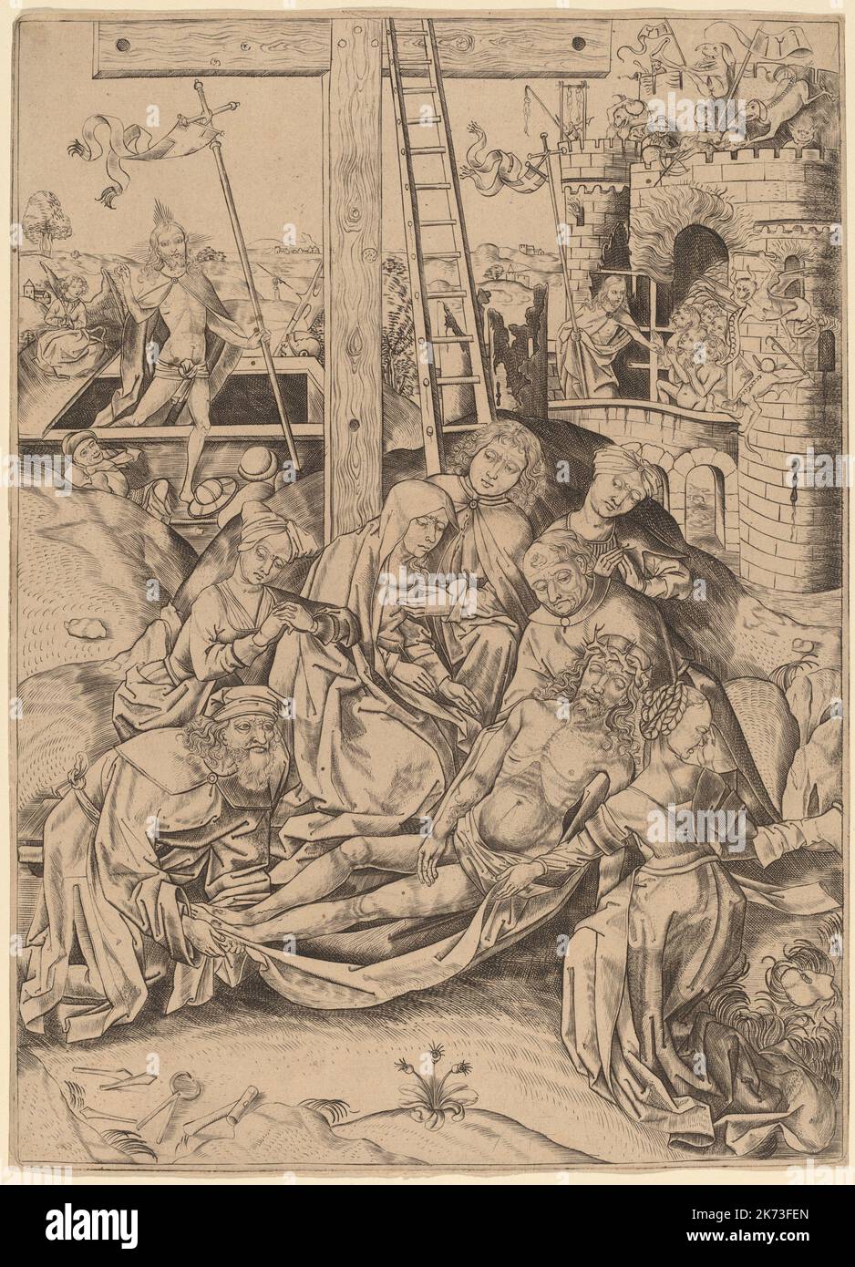 Anonymous Dutch The Lamentation, 15th century engraving on laid