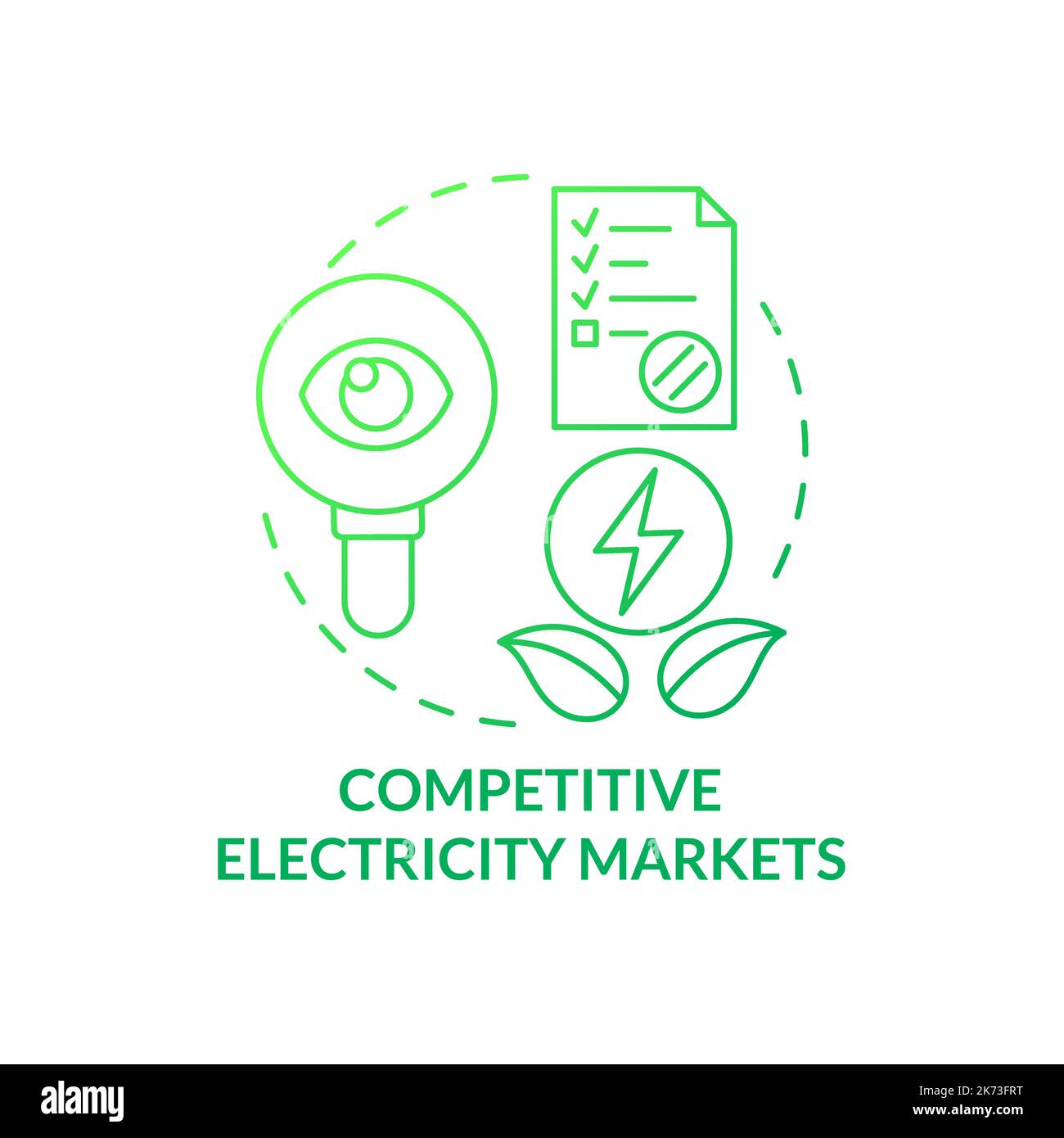 Competitive electricity markets green gradient concept icon Stock Vector