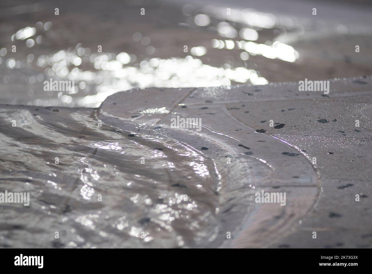 Detail of water feature. Exchange Square, London, United Kingdom. Architect: DSDHA, 2022. Stock Photo