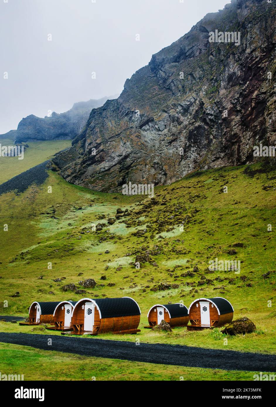 Cabins on Heimaey island, Westman islands, Iceland, Europe Stock Photo