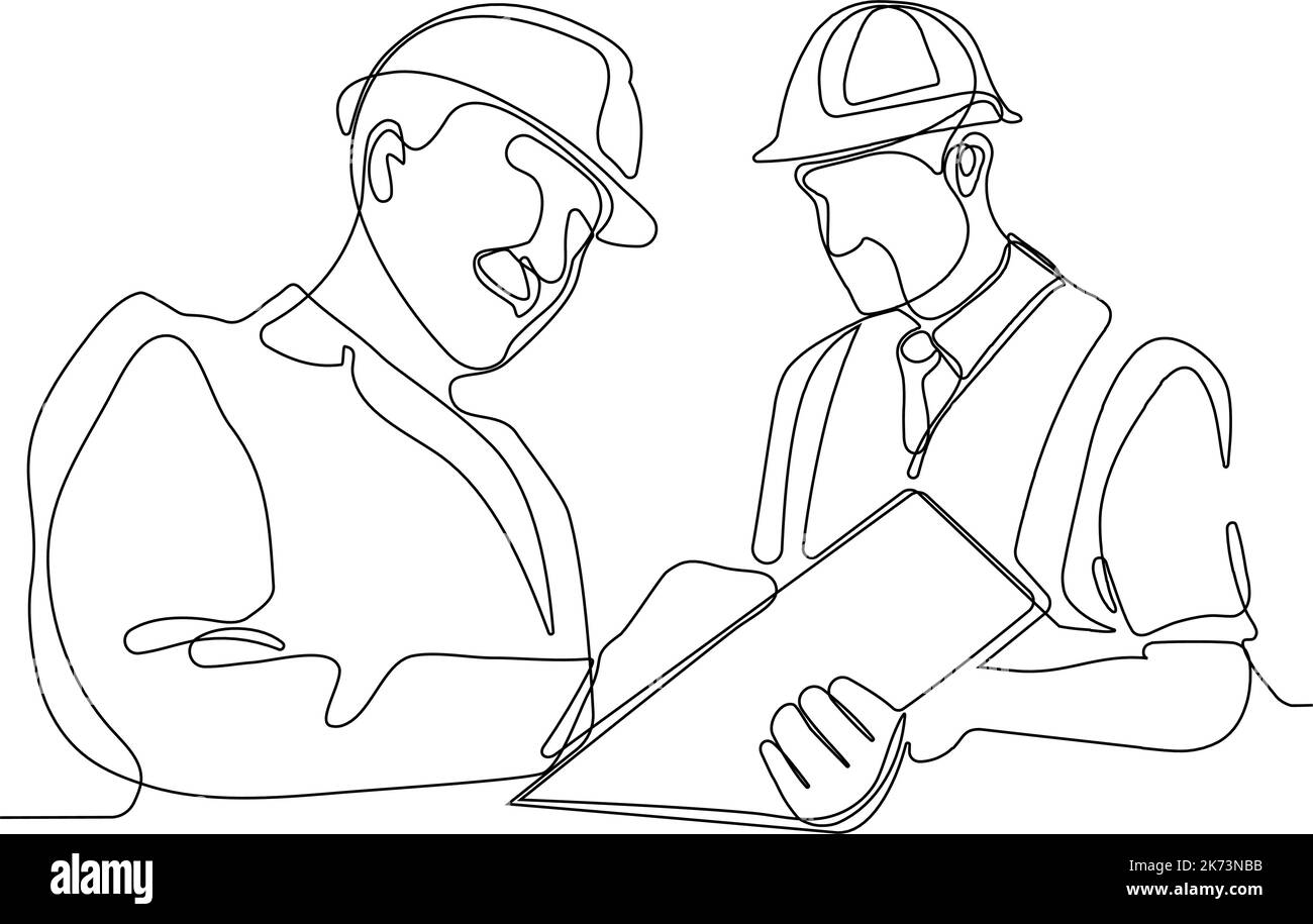 construction manager and engineer working on building site. Vector