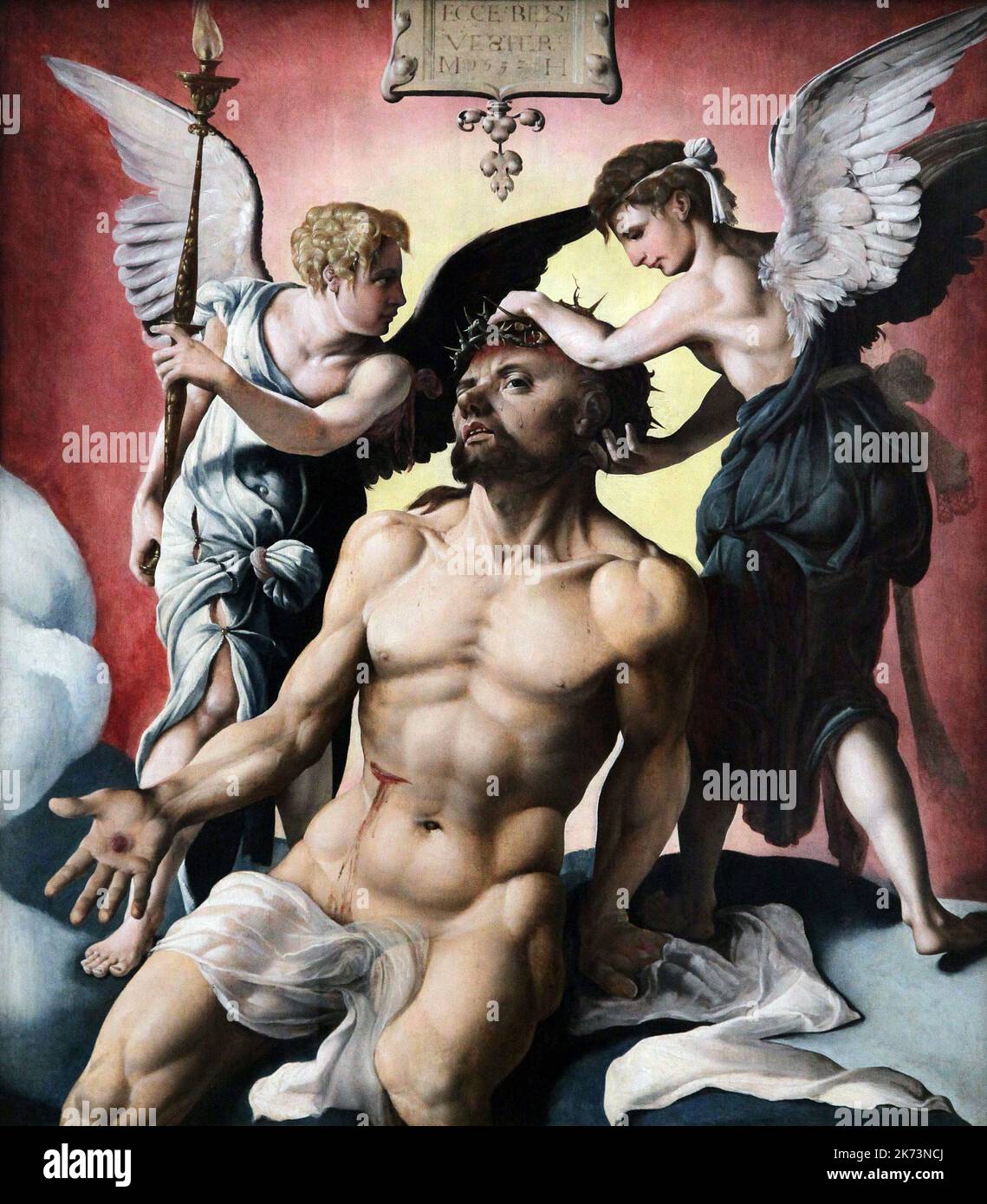 Man of Sorrows (1532) master piece by Maarten van Heemskerck - (1498-1574).Dutch religious painter. Stock Photo