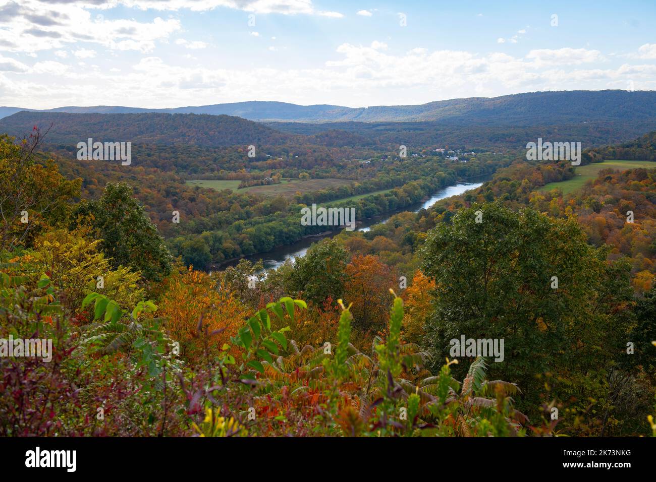 West Virginia WV autumn fall view overlooking the Cacapon River in the