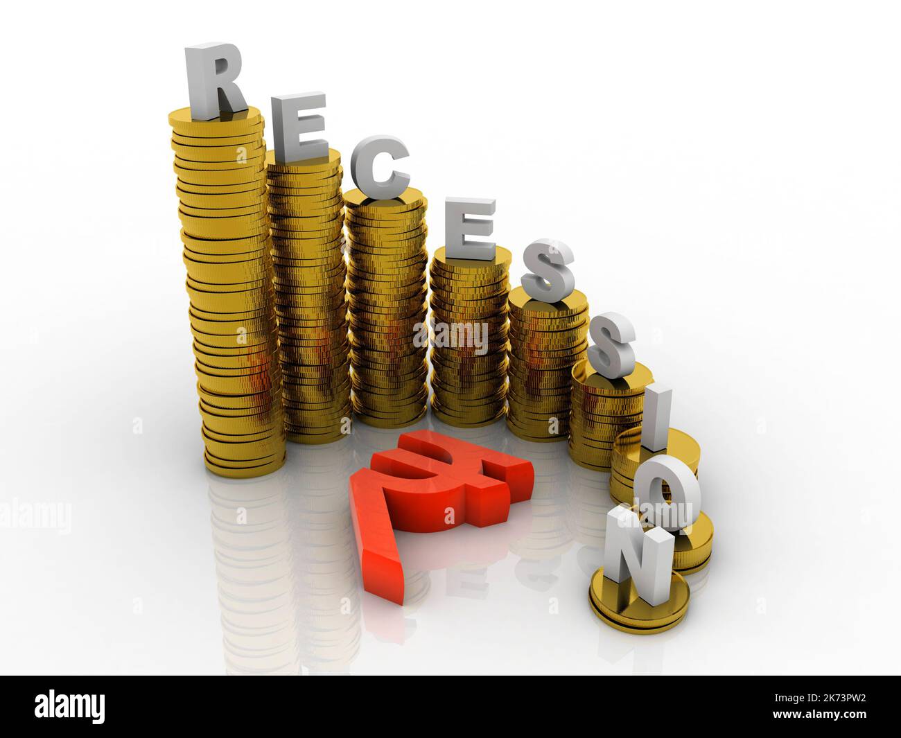 3D rendering illustration Rupee currency with gold coin Stock Photo - Alamy