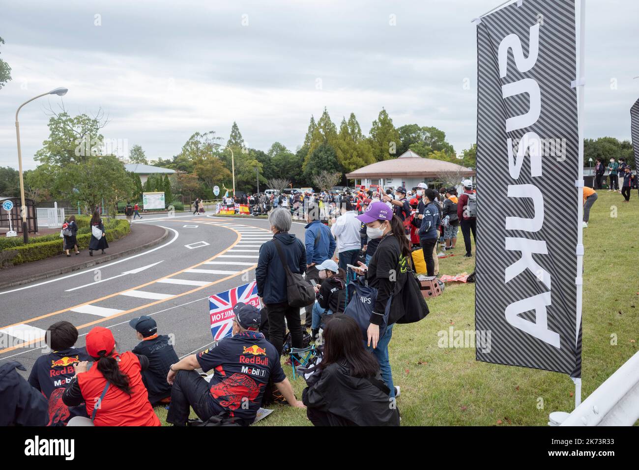 Suzuka Circuit, Mie Prefecture, Japan. 9th Oct, 2022. F1 motorsport fans gathered waiting to see