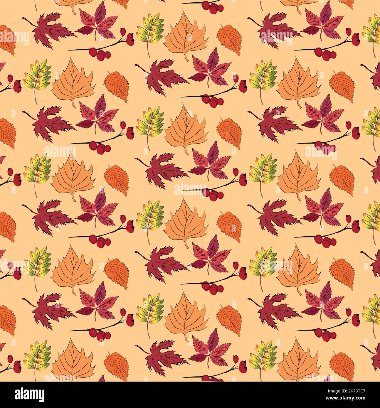 Autumn pumpkins with teal background pattern. Maple leaves, sunflowers ...