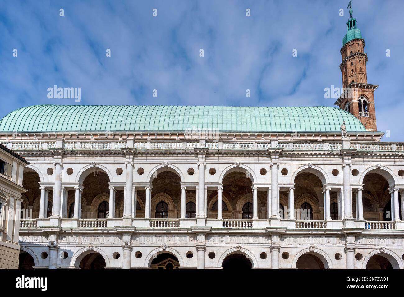 Basilica Palladiana and Torre Bissara clock tower, Vicenza, Veneto, Italy Stock Photo
