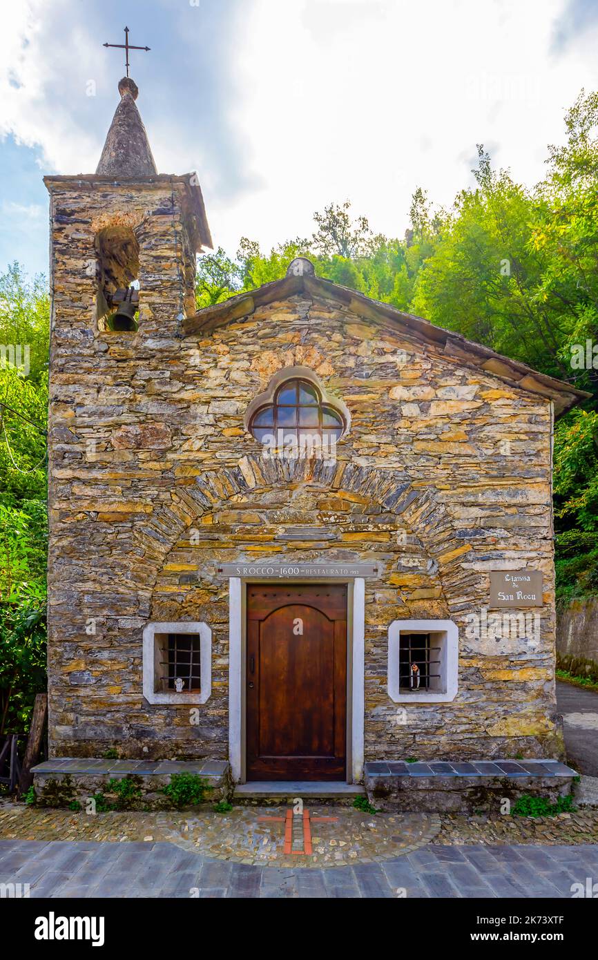Oratory of San Rocco; Revelli village, Tavola, Liguria region, Italy. Stock Photo