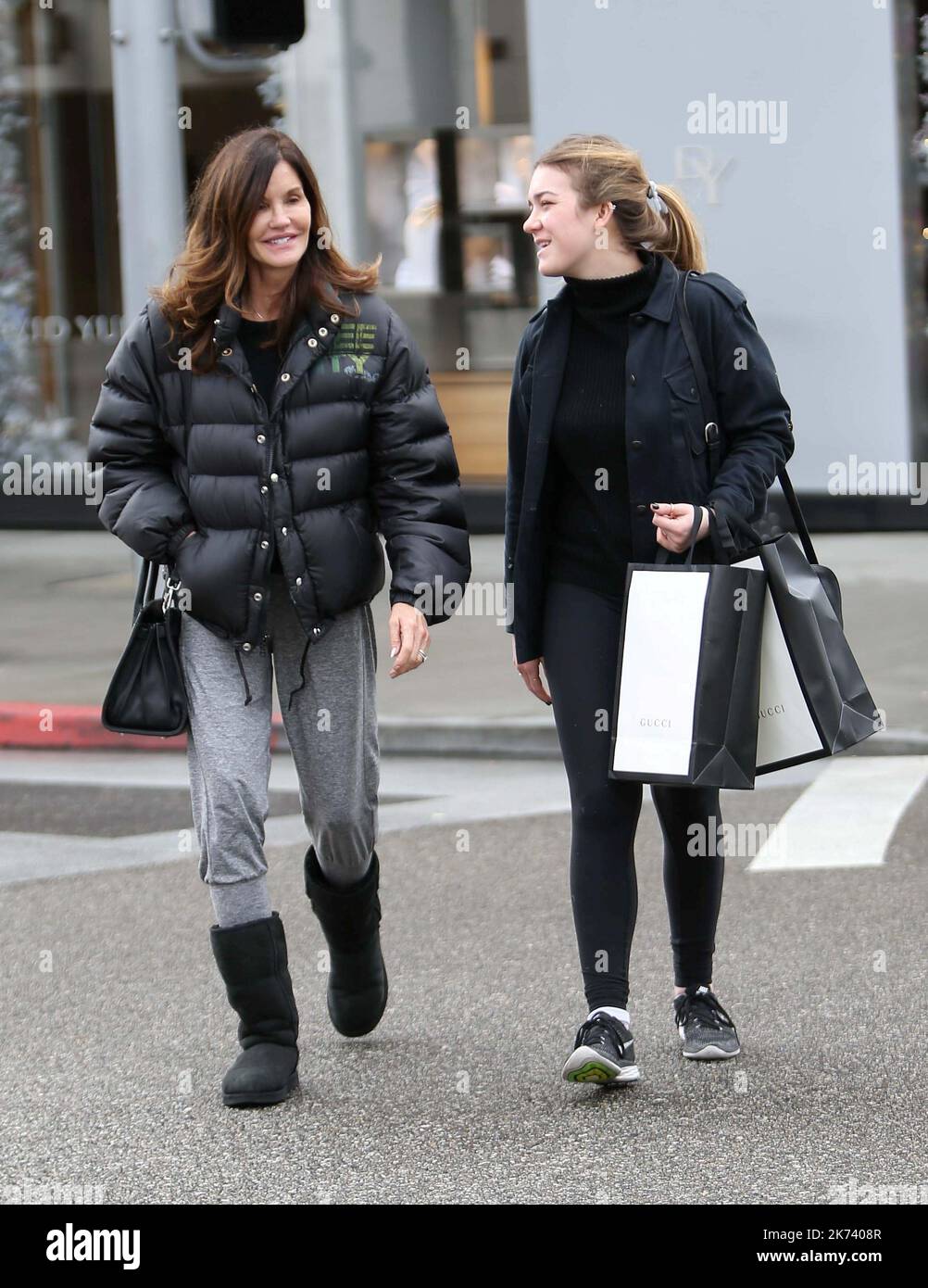 Janice Dickinson and daughter shopping at Rodeo drive in Beverly Hills on 2016/12/22  Stock Photo