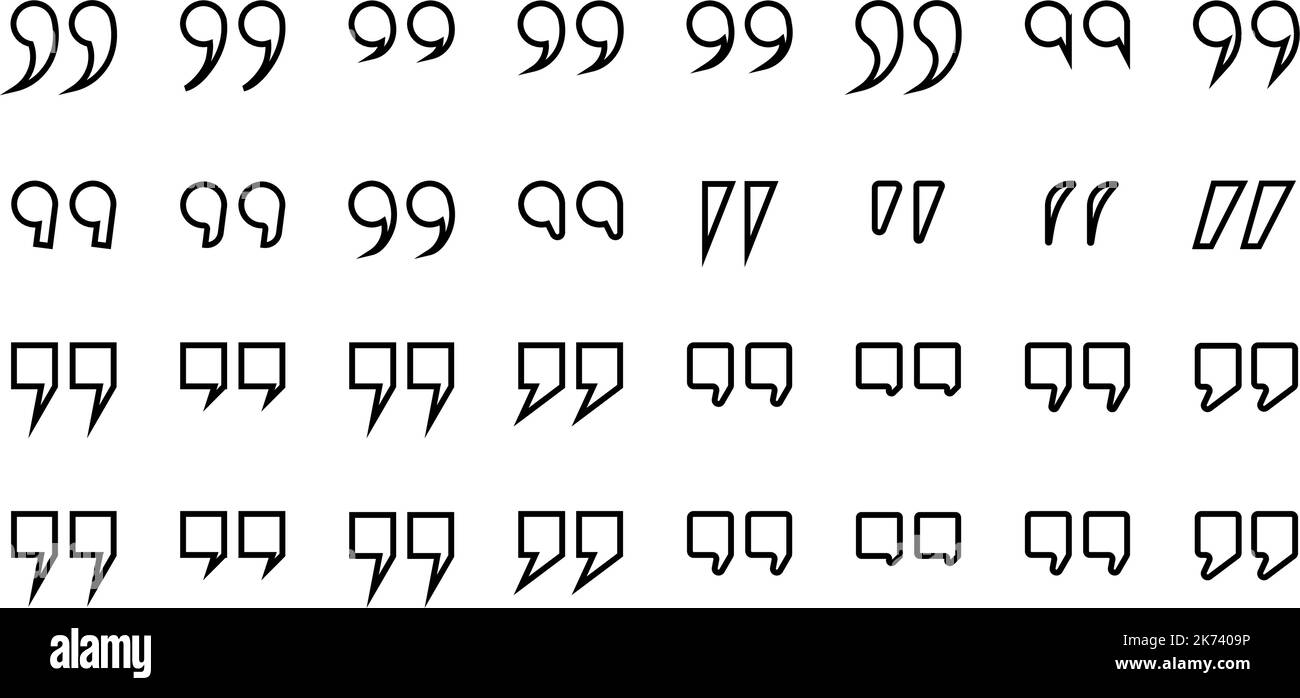 Set of vector quotation marks, signs silhouettes, black quotation mark