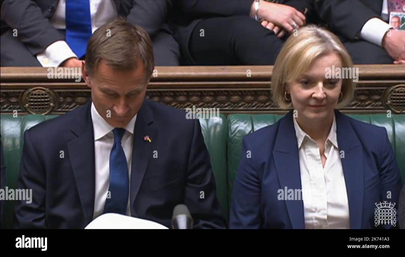 Screen grab of Chancellor of the Exchequer Jeremy Hunt (left) and Prime ...