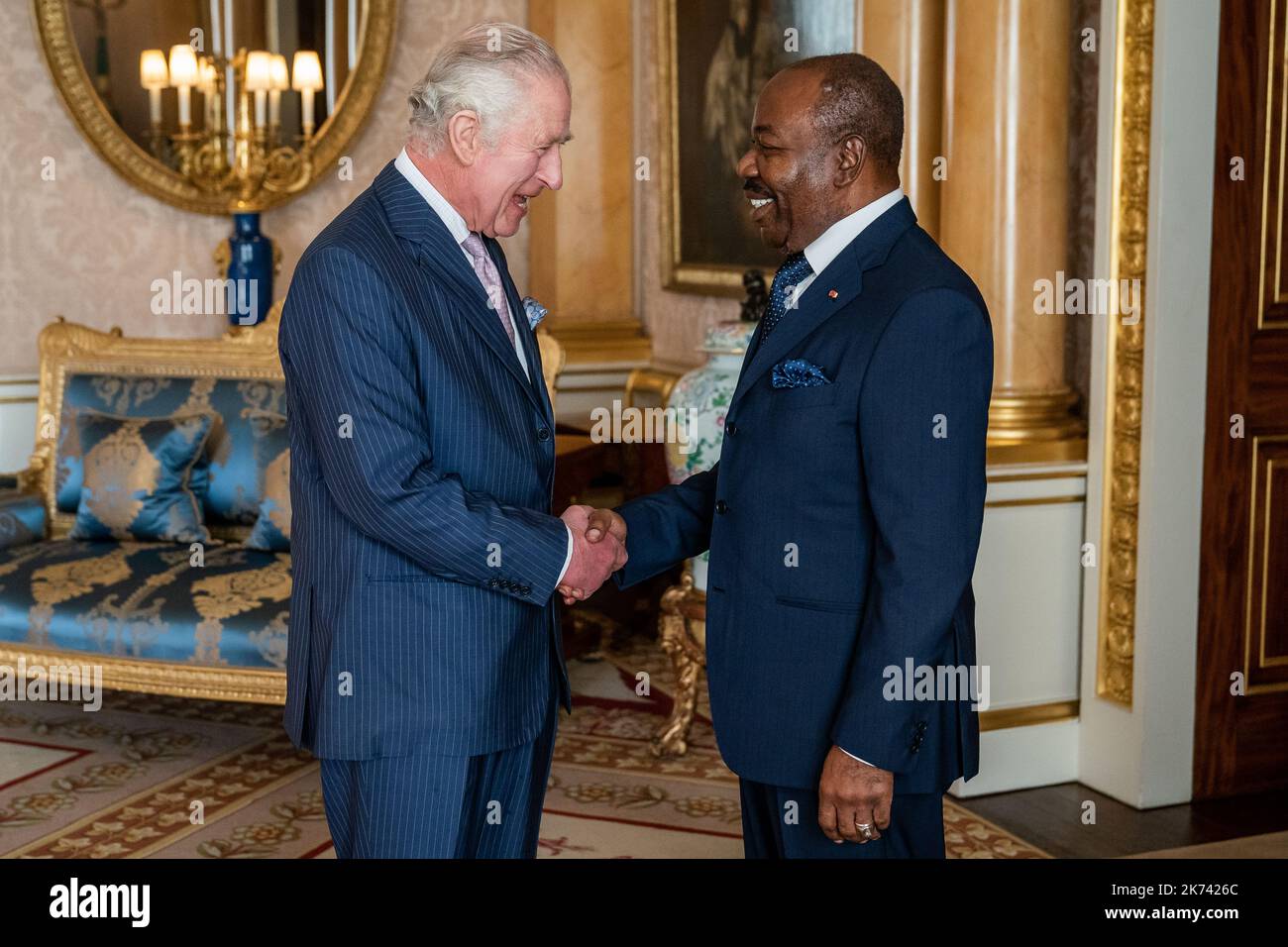 King Charles III meeting the President of Gabon Ali Bongo Ondimba at