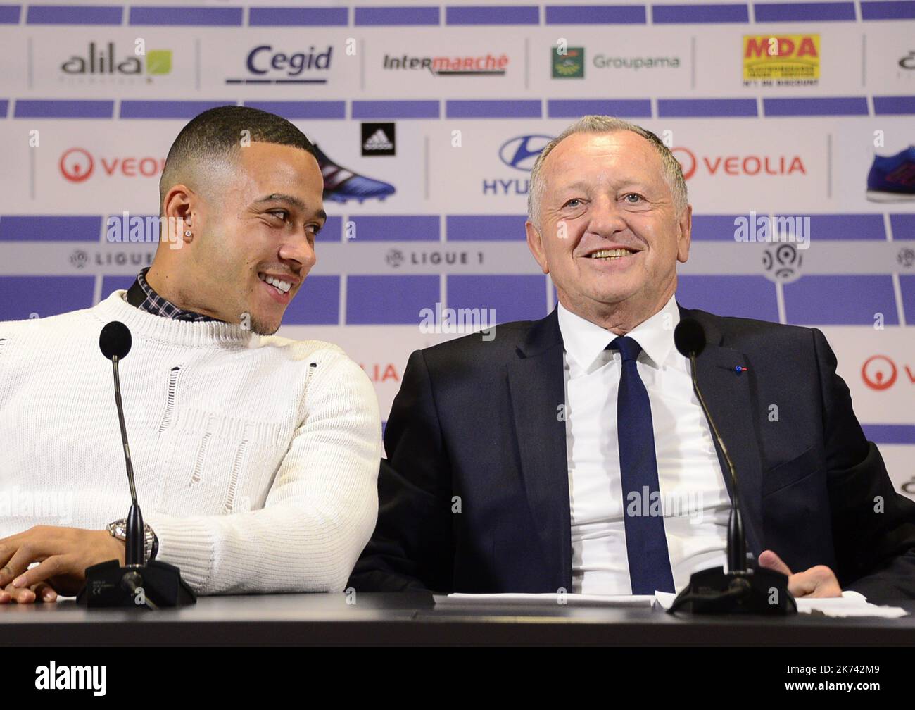 Memphis Depay signed with french first league soccer Club Lyon Stock Photo