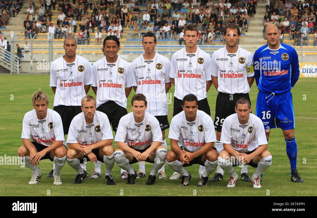 Guingamp team group ahead of the match with Lorien. Stock Photo