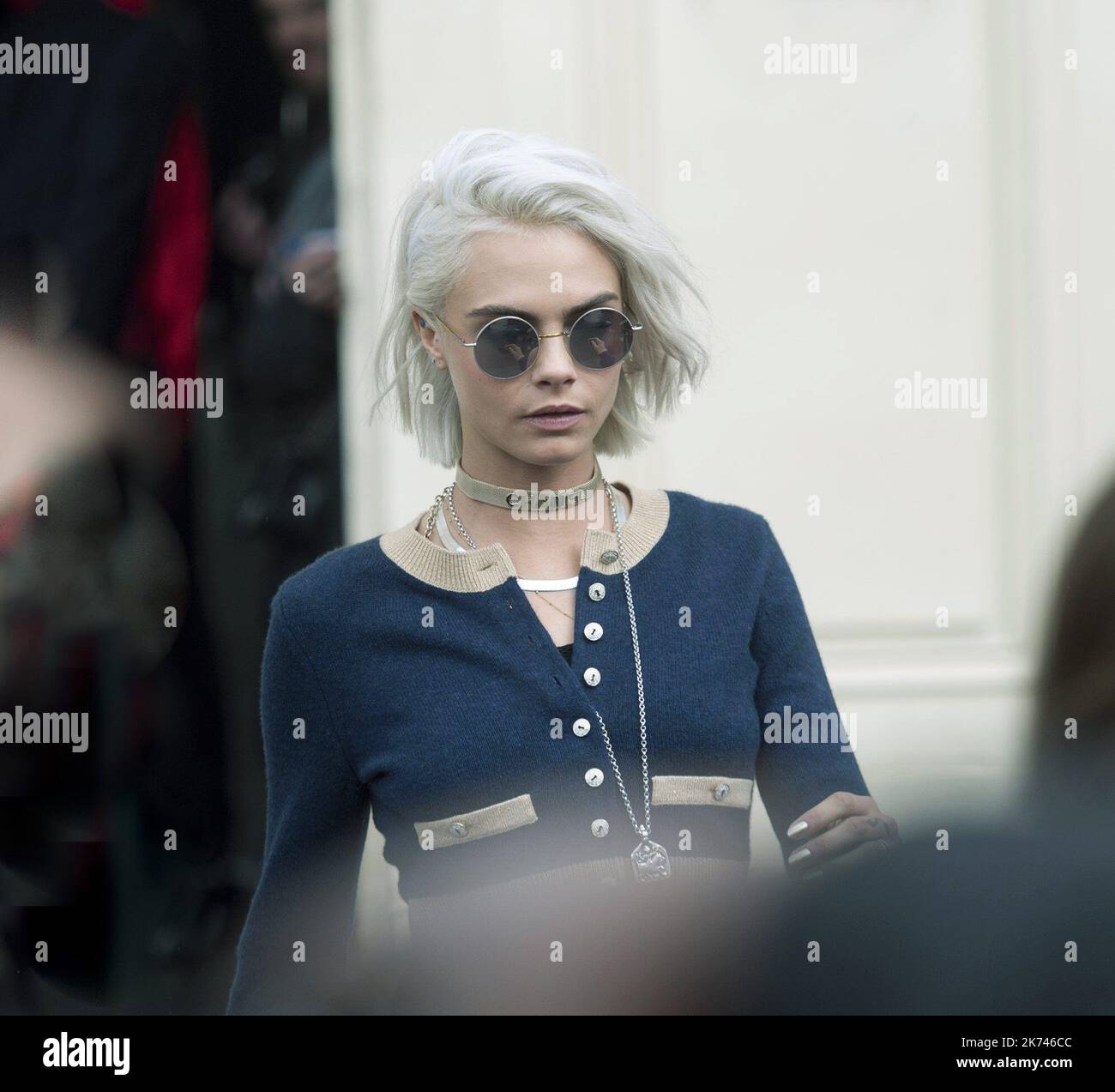 Cara Delevigne during the fashion week  at Chanel Fashion show Fall Winter 2017 2018. Stock Photo