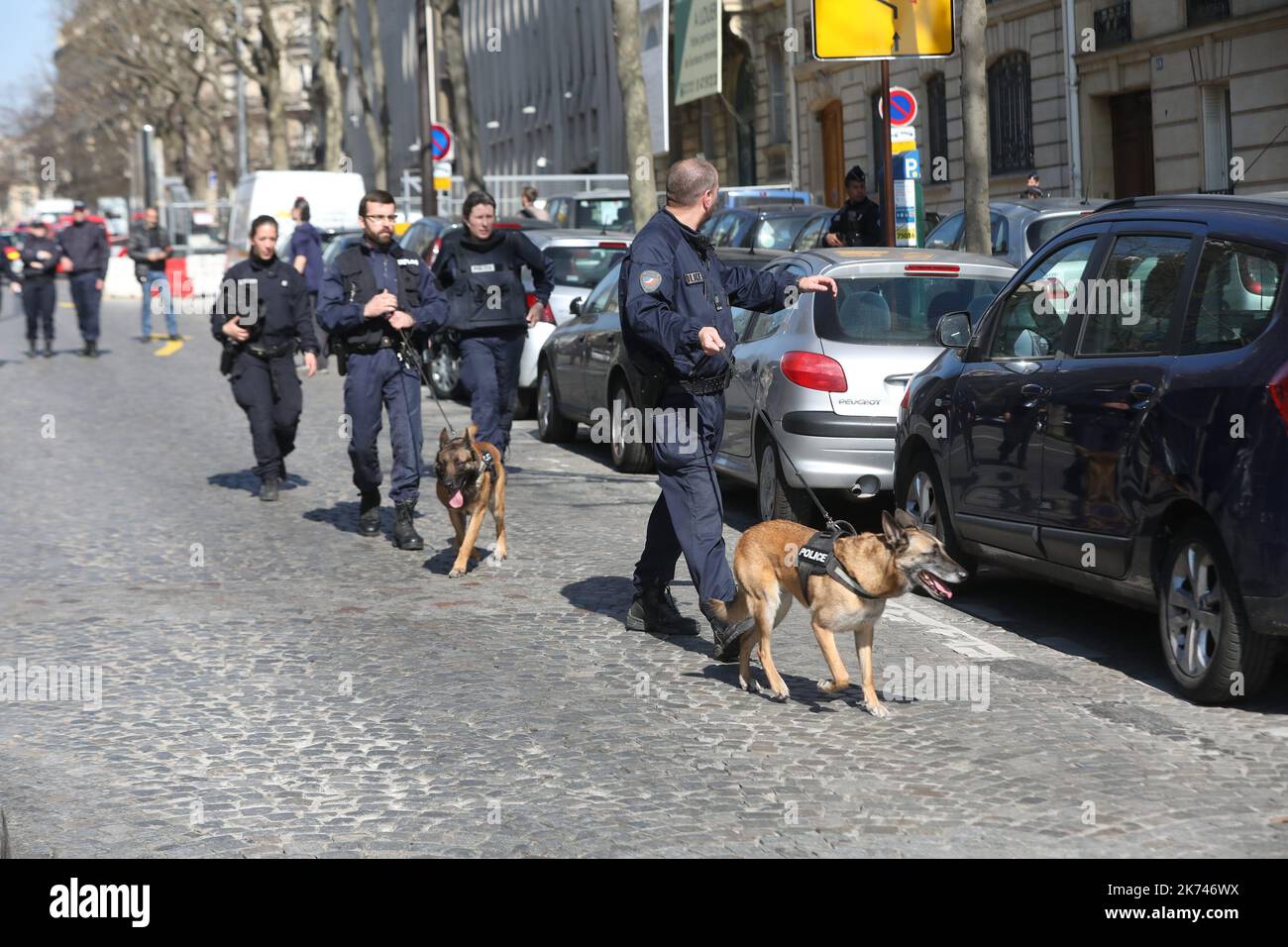 2017/03/16. Paris explosion: Letter bomb explodes at IMF headquarters. Stock Photo